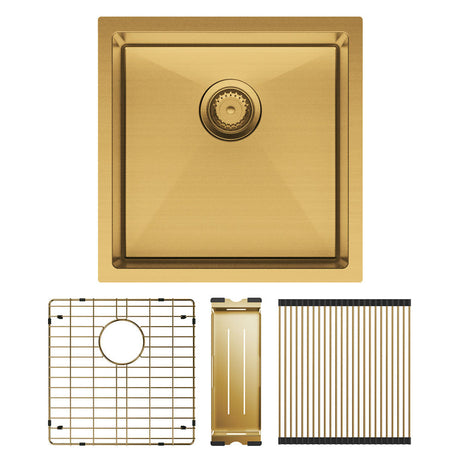 Fienza Single Bowl Kitchen Sink Kit - Rugged Brass 68401Rbkit Top Mounted Sinks