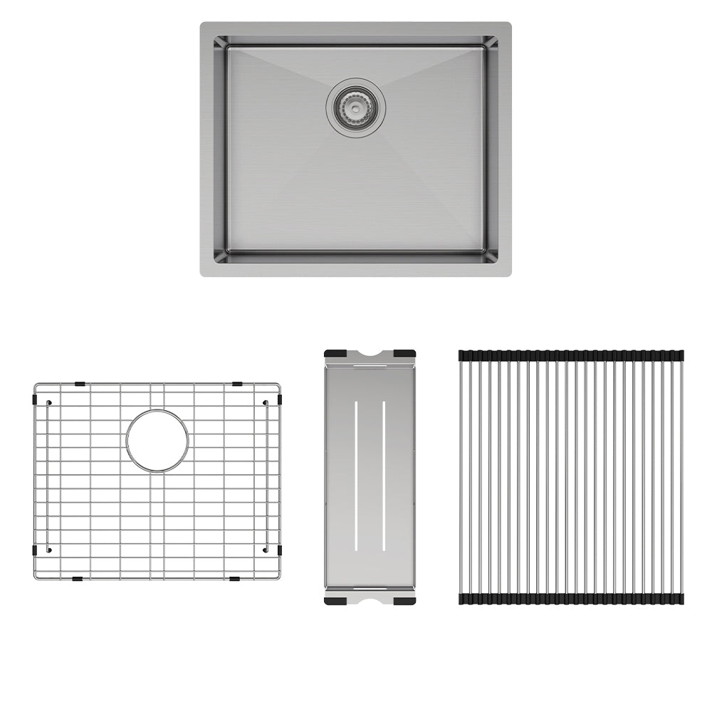 FIENZA Large Single Bowl Kitchen Sink Kit - Stainless Steel 68402KIT