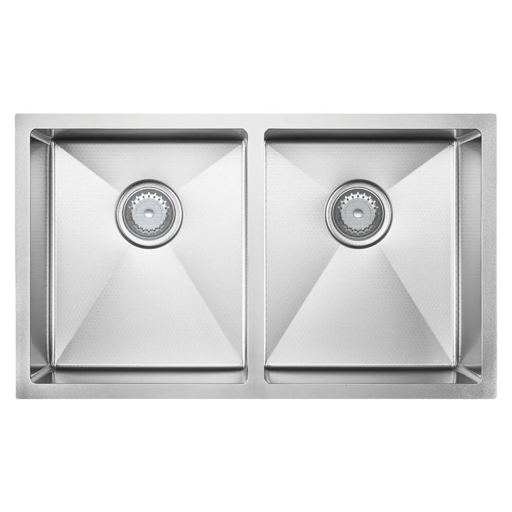Fienza 68403AS Hana Anti Scratch Double Bowl Sink, 760x450x200mm, Stainless Steel