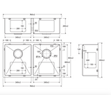 Fienza 68403AS Hana Anti Scratch Double Bowl Sink, 760x450x200mm, Stainless Steel