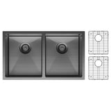 Fienza Double Bowl Kitchen Sink Carbon Metal 68403Cm - Special Order Top Mounted Sinks