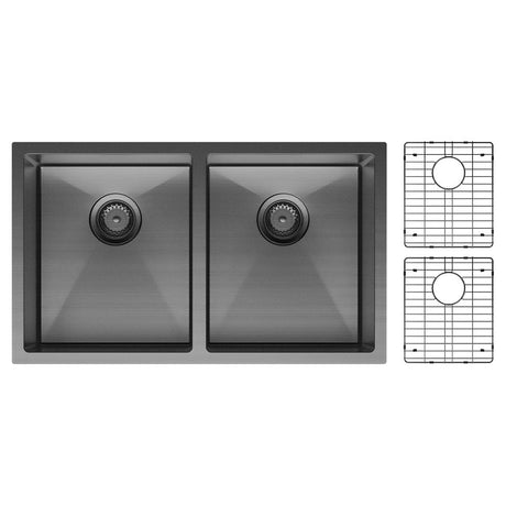 Fienza Double Bowl Kitchen Sink Carbon Metal 68403Cm - Special Order Top Mounted Sinks