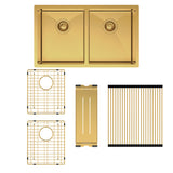 Fienza Double Bowl Kitchen Sink Pack - Rugged Brass 68403RB-KIT