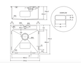 Fienza HANA  42L Square Laundry Sink with Overflow 68502-OF