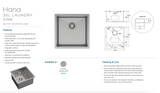 Fienza 68504 Hana 504 30L Stainless Steel Laundry Sink with Overflow