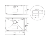 Fienza 68505 Fienza Hana Top/Undermount Sink with Overflow, Stainless Steel