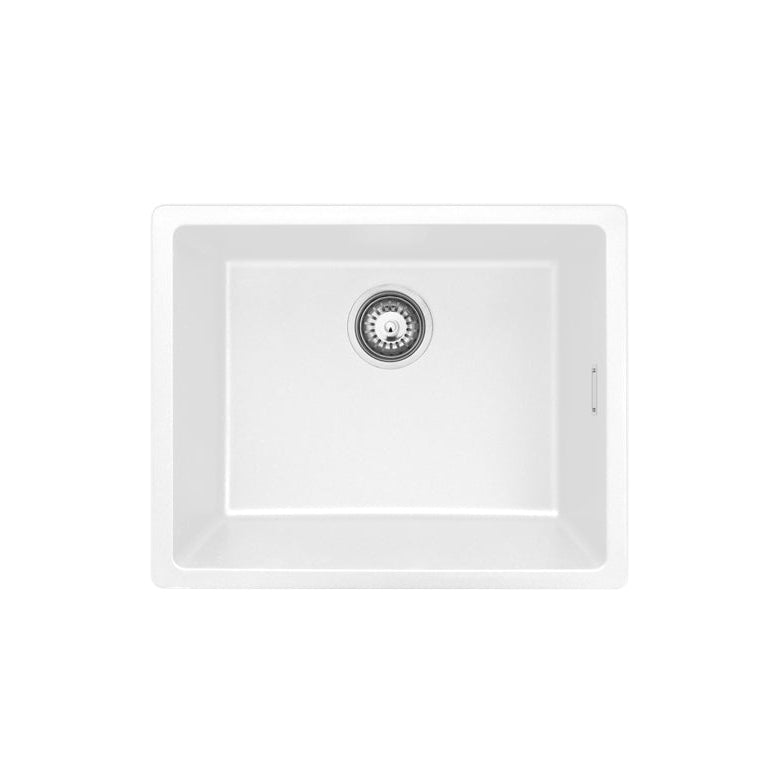 Fienza 68602W Kuro Granite 38L Single Bowl Kitchen Sink, Matte White