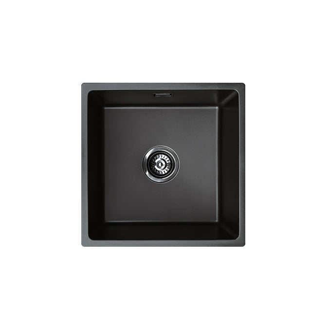 Fienza 68611 Kuro Granite 29L Single Bowl Kitchen Sink, Matte Black