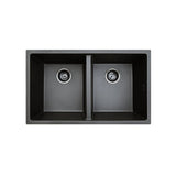 Fienza 68613 Kuro Granite 29L/29L Double Bowl Kitchen Sink, Matte Black