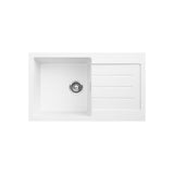 Fienza 68614W Kuro Granite 39L Single Kitchen Sink with Drainer, Matte White, No Tap Hole