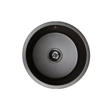 Fienza 68619 Kuro Granite 25L Round Single Bowl Kitchen Sink, Matte Black
