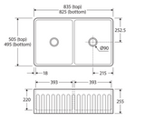 Fienza Winston 68702 Double Butler Sink White 838X483X254Mm - Special Order Kitchen Sinks