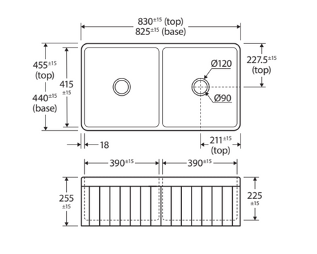 Fienza 68709 Benson Double Butler Sink Matte Black - Special Order Kitchen Sinks