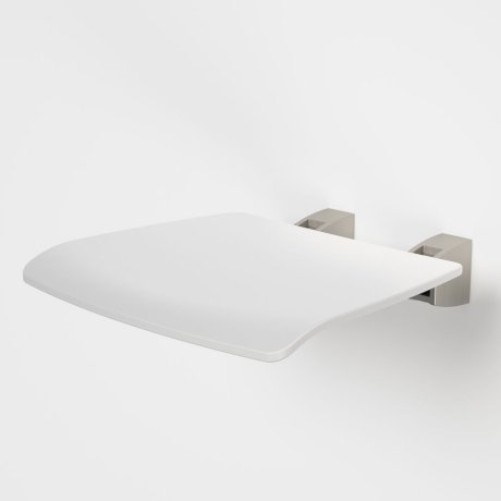 Caroma Opal Folding Shower Seat - Brushed Nickel and White 687385BN - Special Order