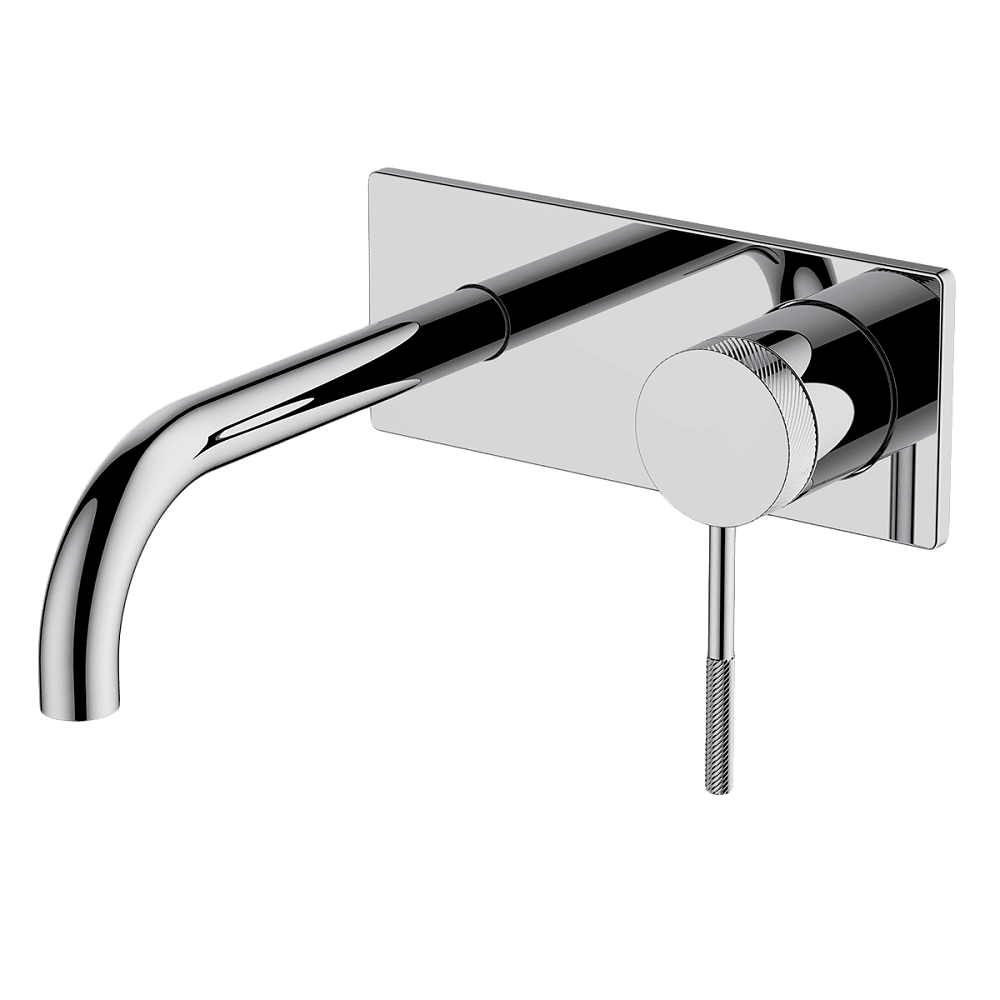 Abey Poco Knurled Wall Bath/Basin Set, 165mm, Chrome, 6B-WS165-K