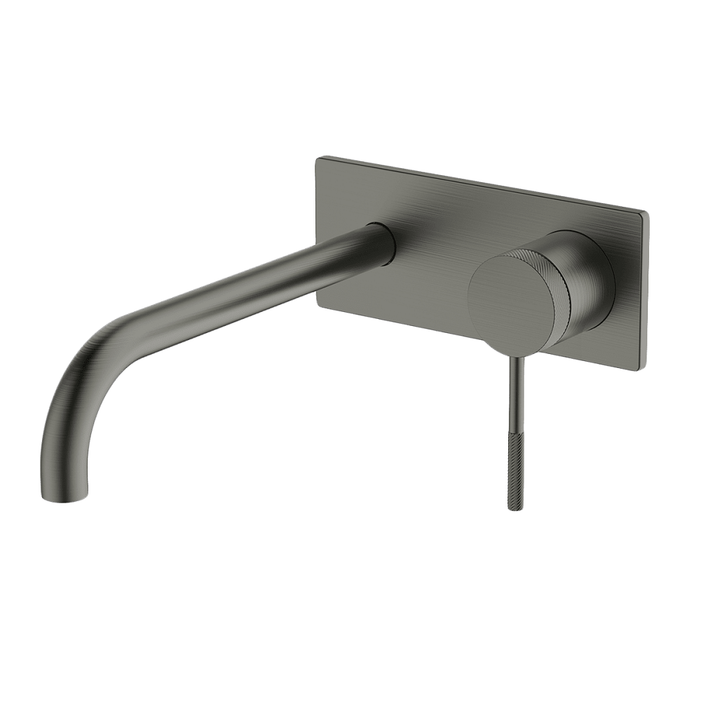 Abey Poco Knurled Wall Bath/Basin Set, 220mm, Gunmetal, 6B-WS220-KGM