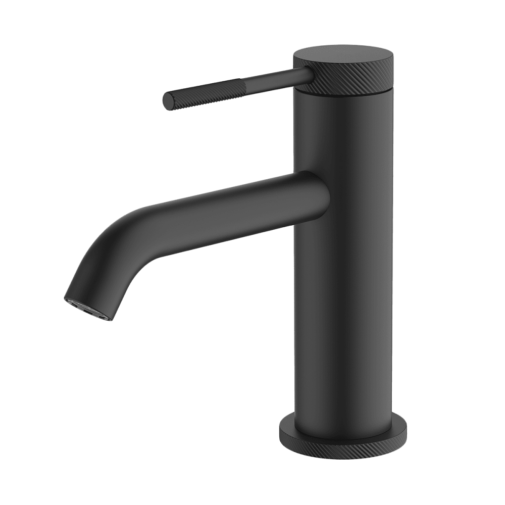 Abey Poco Knurled Basin Mixer, Black, 6B1-KB
