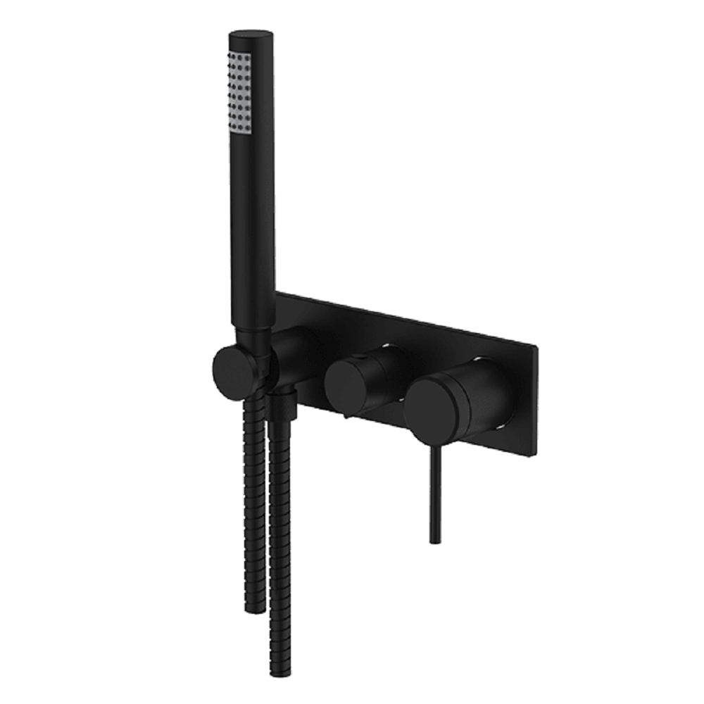 Abey Poco Bath/Shower Mixer Set, 3 Holes, Black, 6BS-WS-B