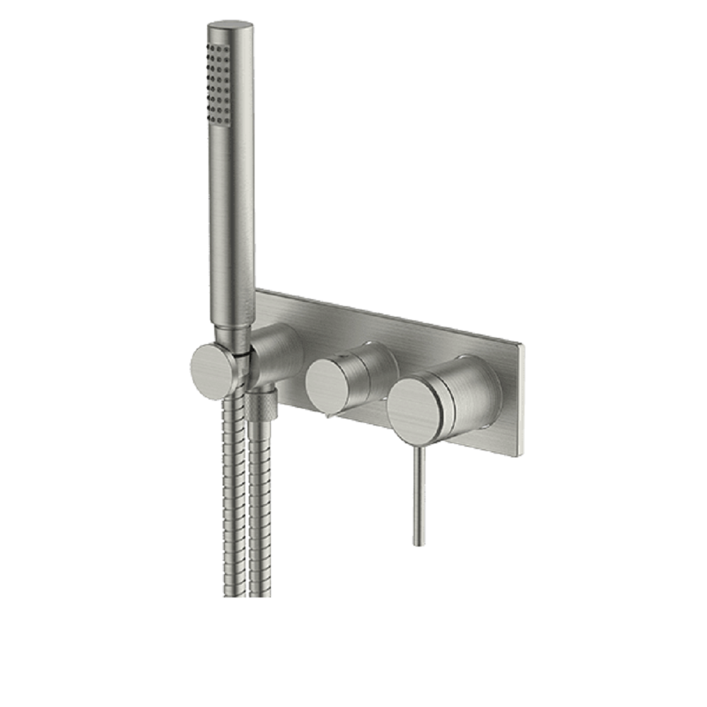 Abey Poco Bath/Shower Mixer Set, 3 Holes, Brushed Nickel, 6BS-WS-BN