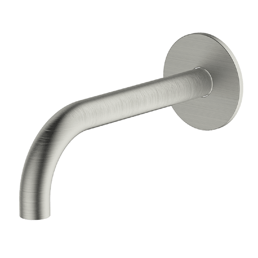 Abey Poco Curved Bath/Basin Spout, 165mm, Brushed Nickel, 6S-C165-BN