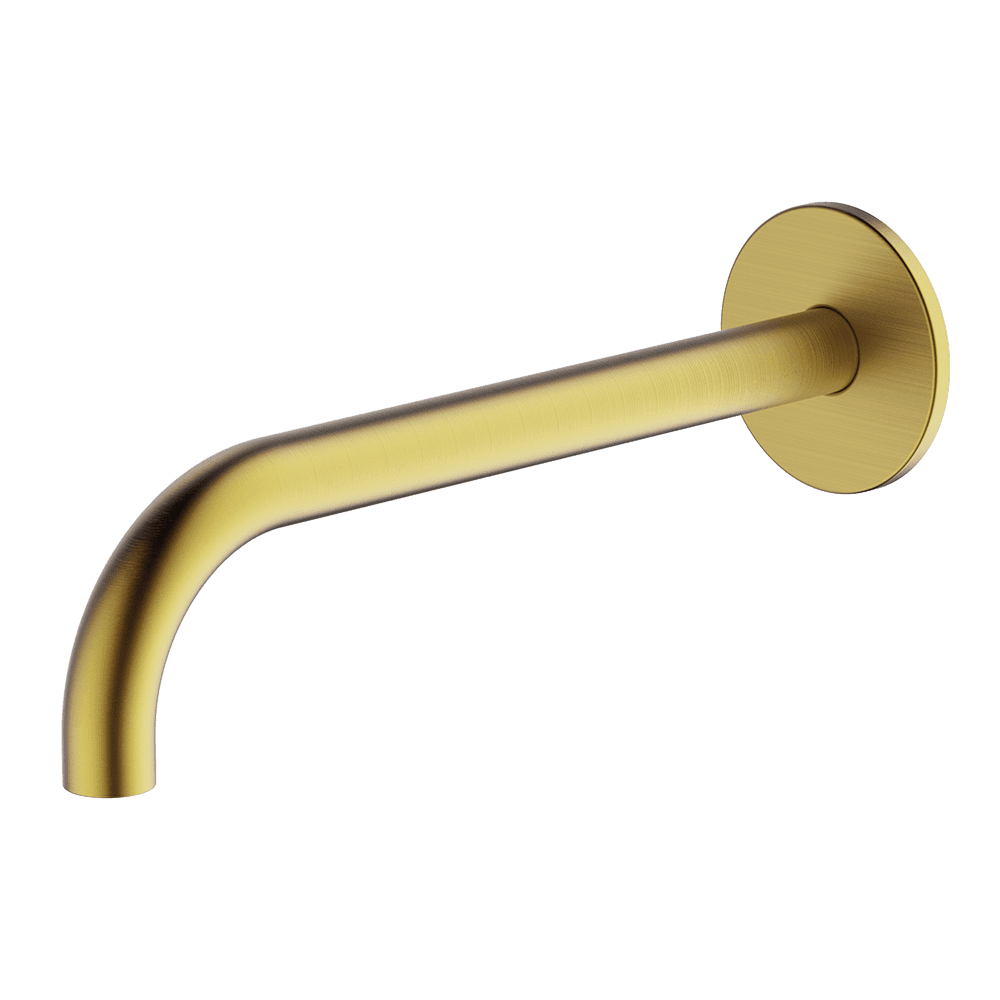 Abey Poco Curved Bath/Basin Spout, 220mm, Brushed Brass, 6S-C220-BB