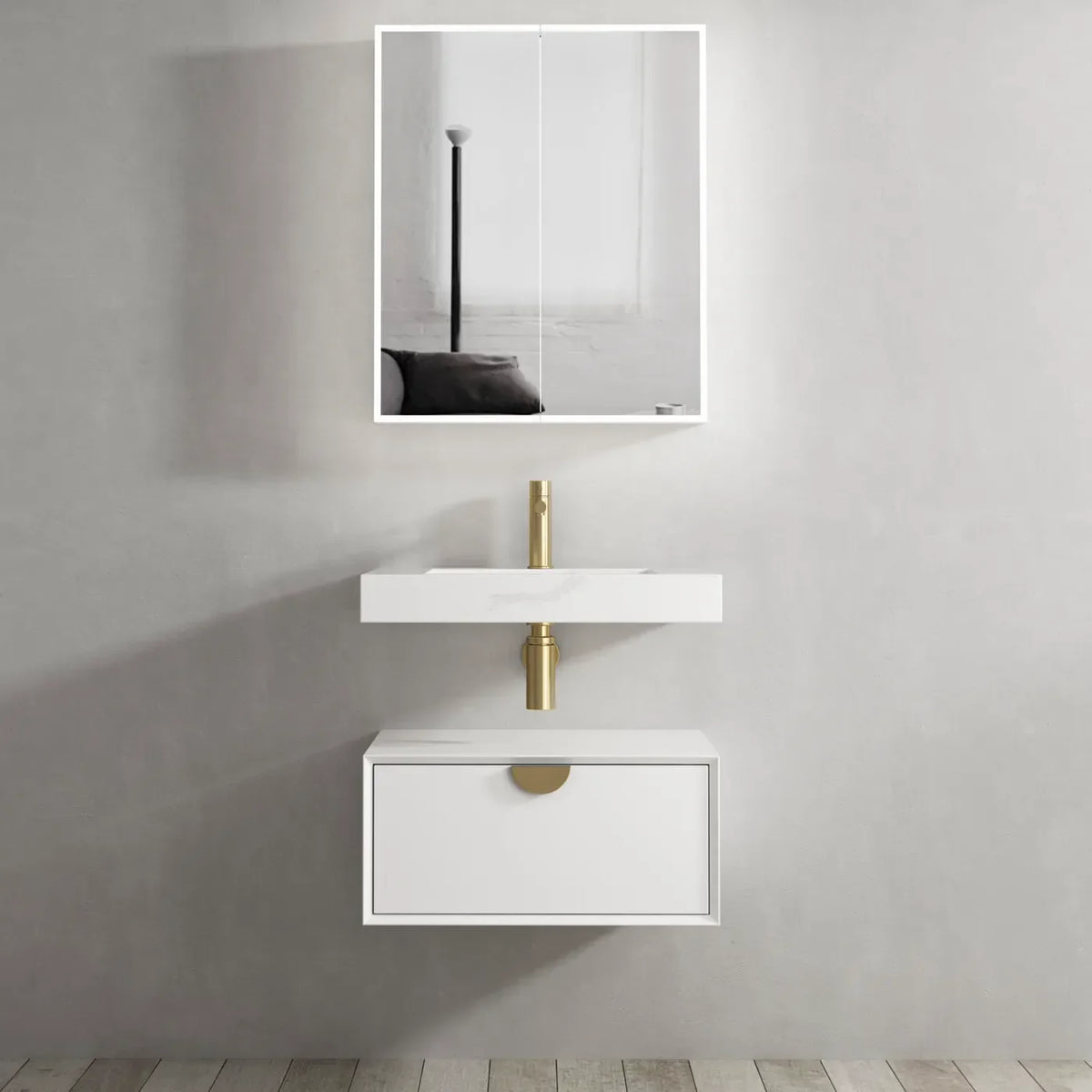 Otti Moonlight Wall Hung Vanity, Satin White