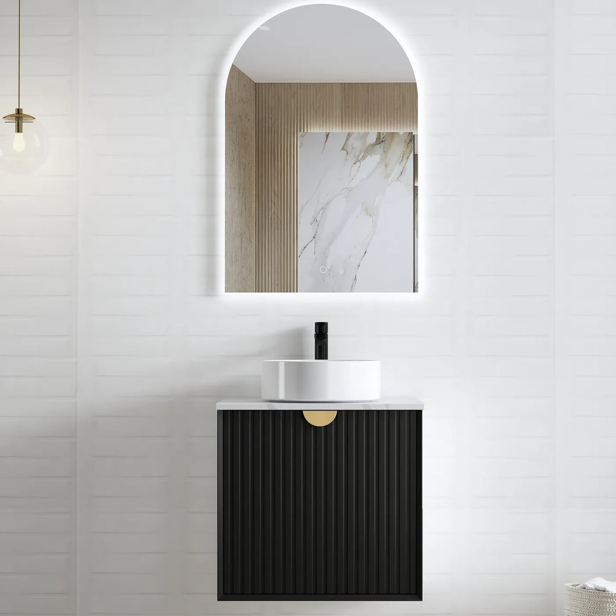 Otti Marlo Wall Hung Vanity, Satin Black