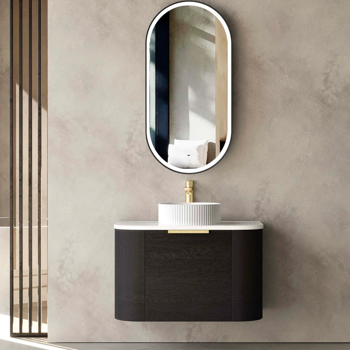 Otti Bondi Wall Hung Vanity, Black Oak