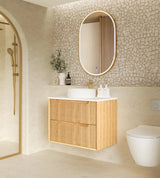 Otti Byron Wall Hung Vanity, Fluted Woodland Oak
