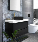 Otti Byron Wall Hung Vanity, Black Oak