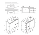 Fienza Siska 75Dfkr Slim 750Mm Satin White Vanity Unit With Kickboard Right Drawers - Special Order