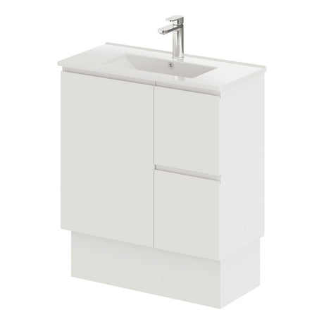 Fienza Siska 75Dfkr Slim 750Mm Satin White Vanity Unit With Kickboard Right Drawers - Special Order