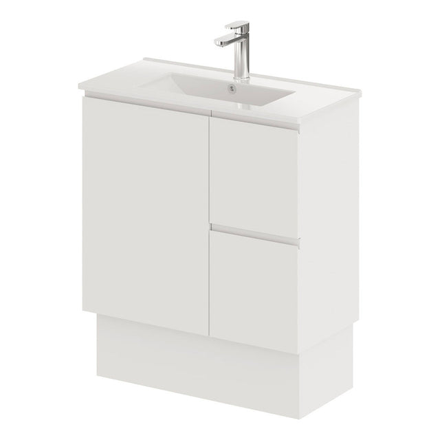 Fienza Siska 75Dfkr Slim 750Mm Satin White Vanity Unit With Kickboard Right Drawers - Special Order