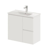 Fienza Siska 75Dfr Slim 750Mm Satin White Wall Hung Vanity Unit Right Drawers - Special Order Units