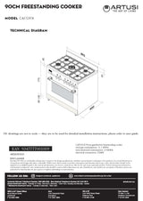 Artusi CAFG91X 90cm Freestanding Duel Fuel Stove, Stainless Steel