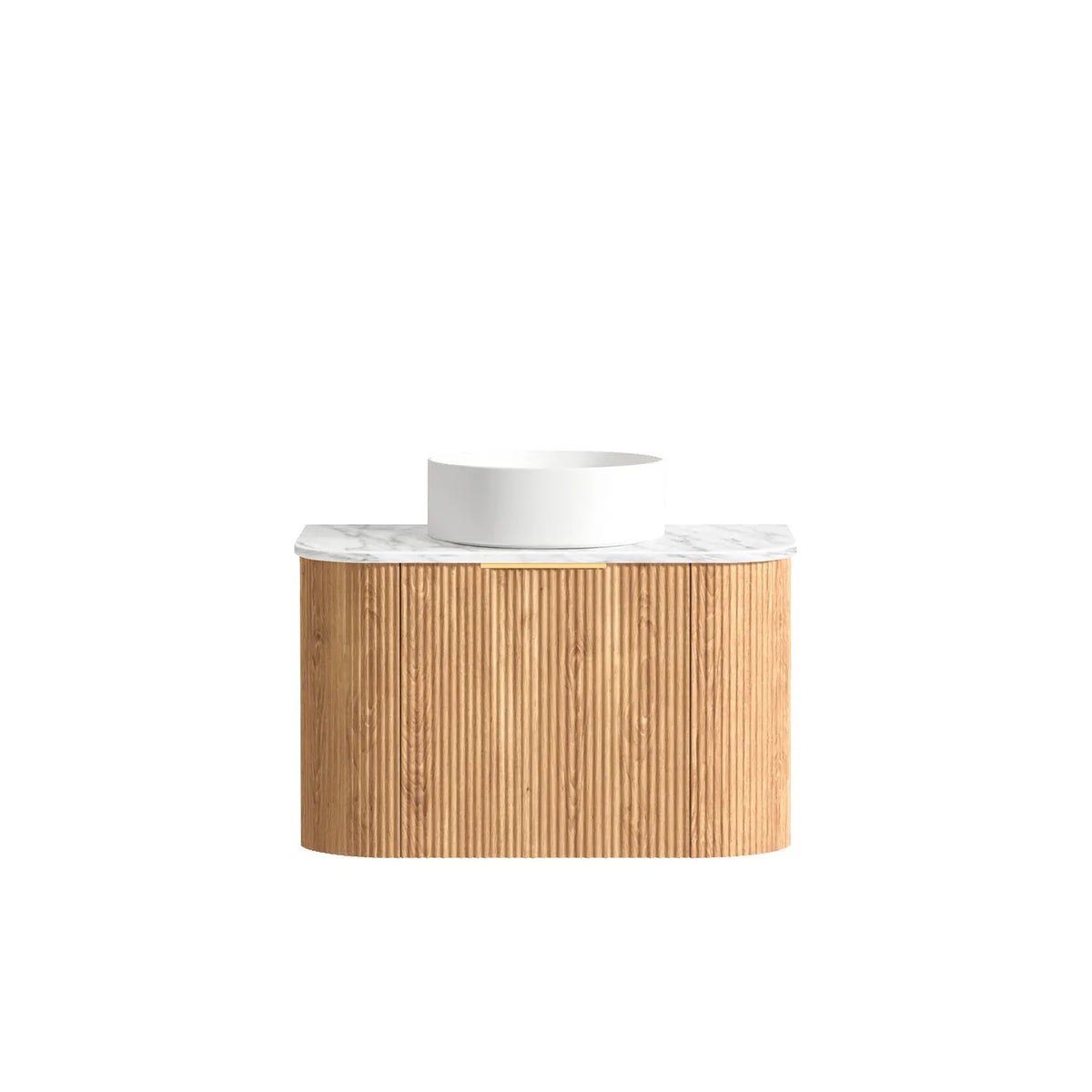 Otti Bondi Wall Hung Vanity, Fluted Woodland Oak