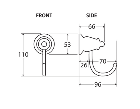 Fienza Lilian Robe Hook Chrome 81004 Bathroom Accessories