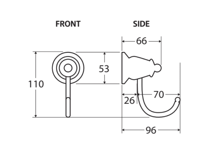Fienza Lilian Robe Hook Brushed Nickel 81004Bn Bathroom Accessories