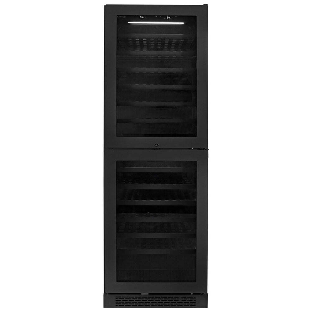 Artusi AWCD160BV Dual Zone Wine Cooler, 154 Bottle, Reversible Double Doors, Matte Black