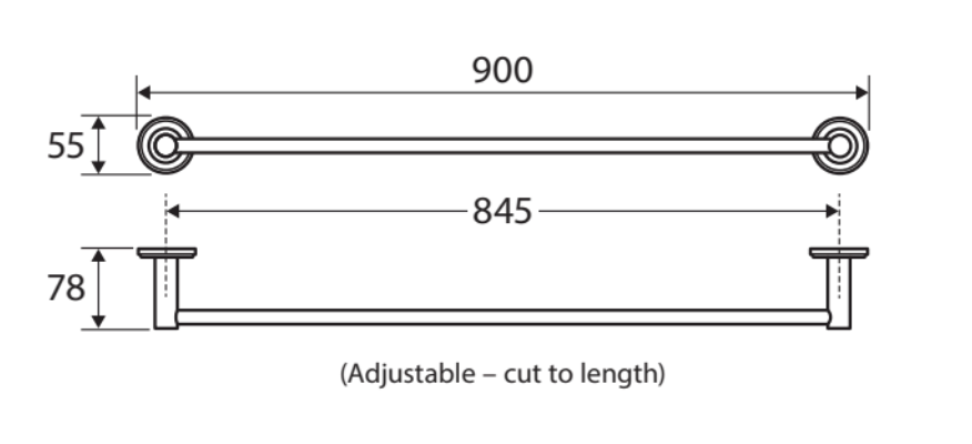 Kaya 900Mm Single Towel Rail Brushed Nickel 82801Bn Bathroom Accessories