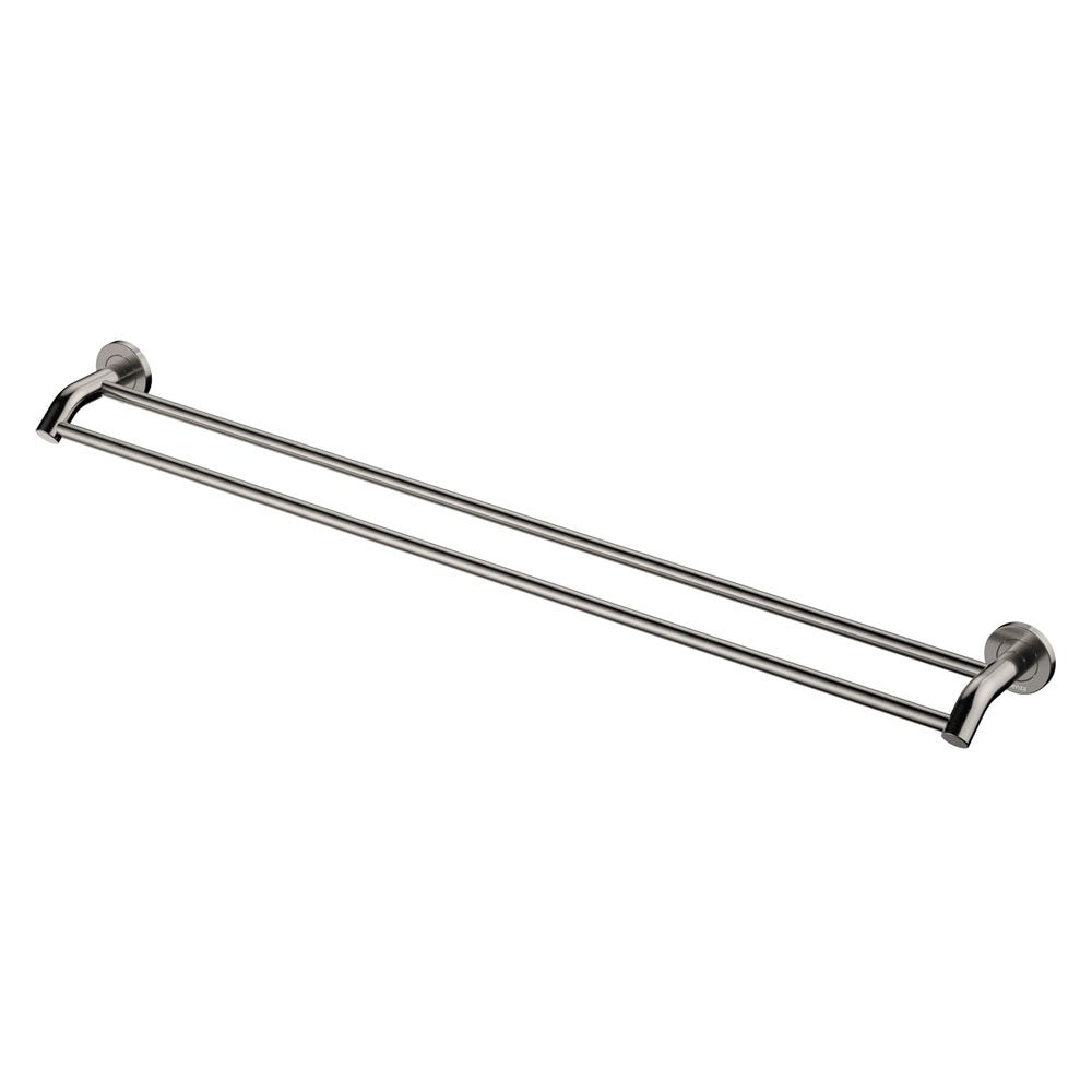Kaya 900Mm Double Towel Rail Brushed Nickel 82808Bn Bathroom Accessories