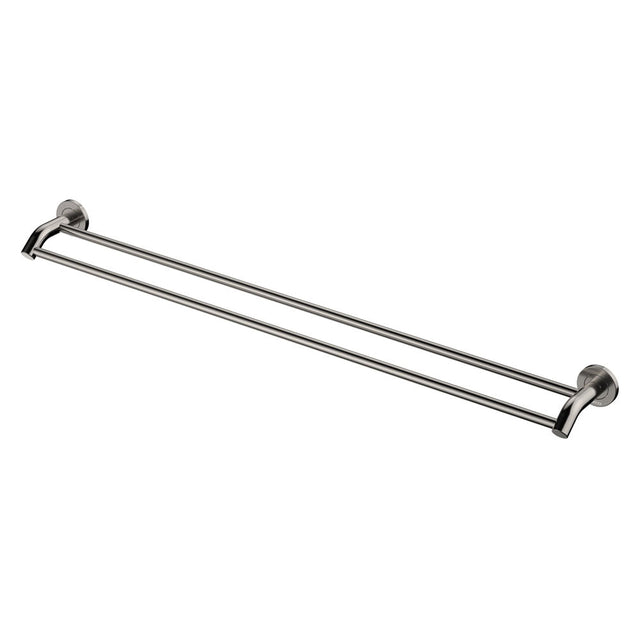 Kaya 900Mm Double Towel Rail Brushed Nickel 82808Bn Bathroom Accessories