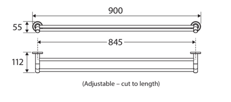 Kaya 900Mm Double Towel Rail Chrome 82808 Bathroom Accessories