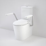 Caroma 846912ARW Care 660 Cleanflush Wall Face Close Couple Easy Height BI Suite with Armrests and Caravelle Double Flap Seat White - Special Order