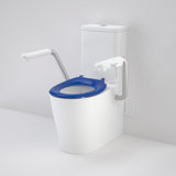 Caroma 846911ARSBNCL Care 660 Cleanflush Wall Faced Close Coupled Easy Height BE Suite with Nurse Call Armrest Left and Caravelle Single Flap Seat Sorrento Blue - with GERMGARD® - Special Order
