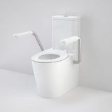 Caroma 846911ARW Care 660 Cleanflush Wall Faced Close Coupled Easy Height BE Suite with Armrests and Caravelle Single Flap Seat White - with GERMGARD® - Special Order