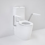 Caroma 846911ARWNCR Care 660 Cleanflush Wall Faced Close Coupled Easy Height BE Suite with Nurse Call Armrest Right and Caravelle Single Flap Seat White - with GERMGARD® - Special Order
