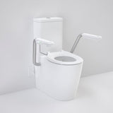 Caroma 846913ARWNCR Care 660 Cleanflush Wall Faced Close Coupled Easy Height BE Suite with Nurse Call Armrest Right and Caravelle Single Flap Seat White - Special Order