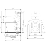 Caroma 846911ARWNO Care 660 Cleanflush Wall Faced Close Coupled Easy Height BE Suite with Armrest Mounting Kit - with GermGard®- Special Order
