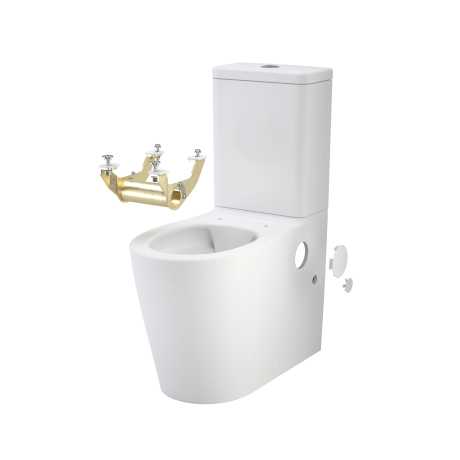 Caroma 846913ARWNO Care 660 Cleanflush Wall Faced Close Coupled Easy Height BI Suite with Armrest Mounting Kit - with GermGard® - Special Order